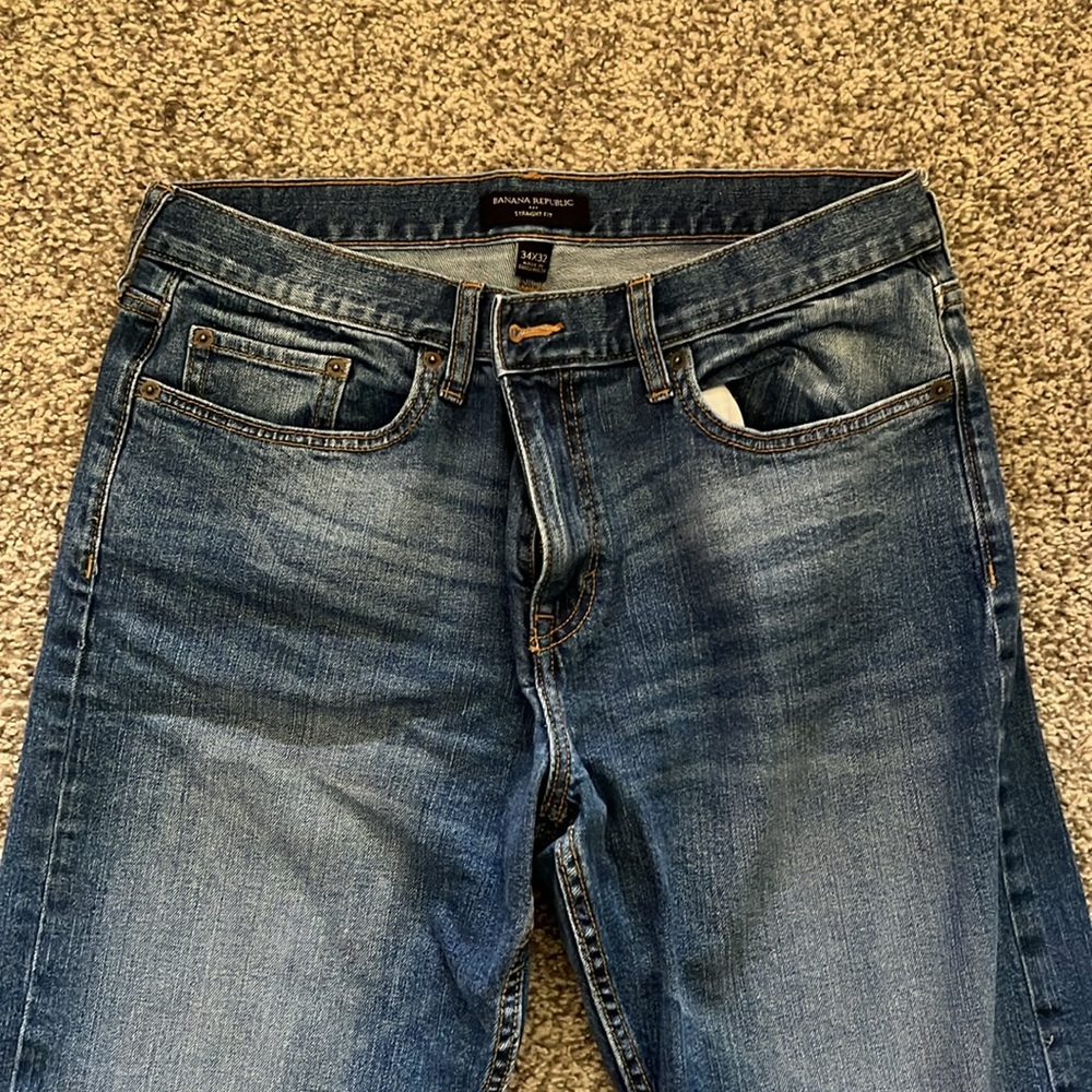 Men’s Banana Republic Straight Fit Jeans, Size 34x32, Dark Wash - Picture 2 of 3